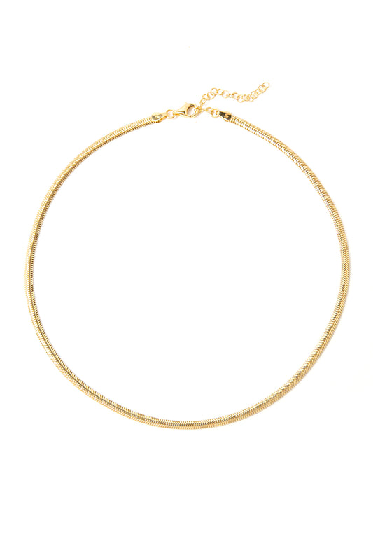 VELINA 925 Gold Herringbone Chain Necklace