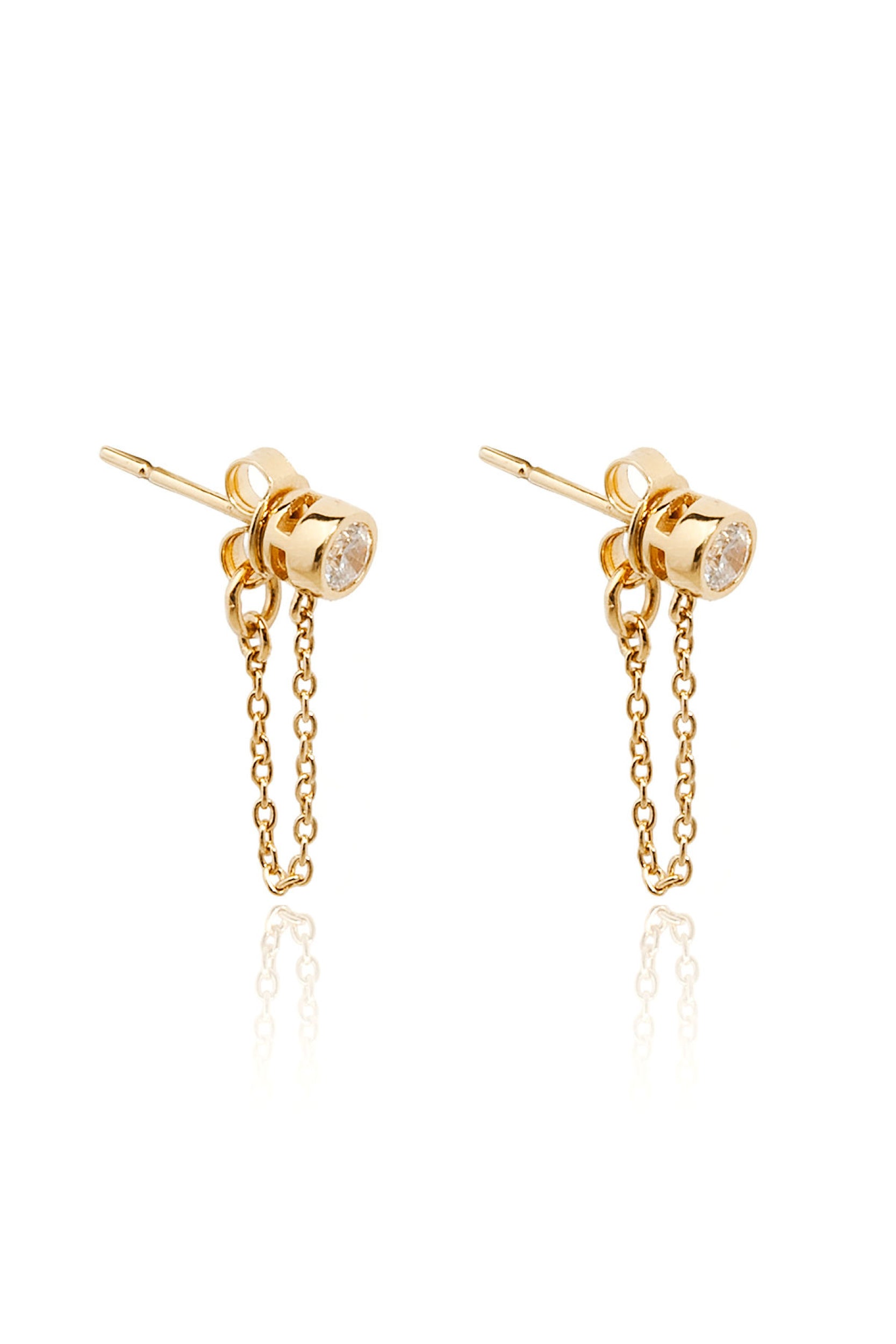 Chloe Chain Drop Stud in Gold