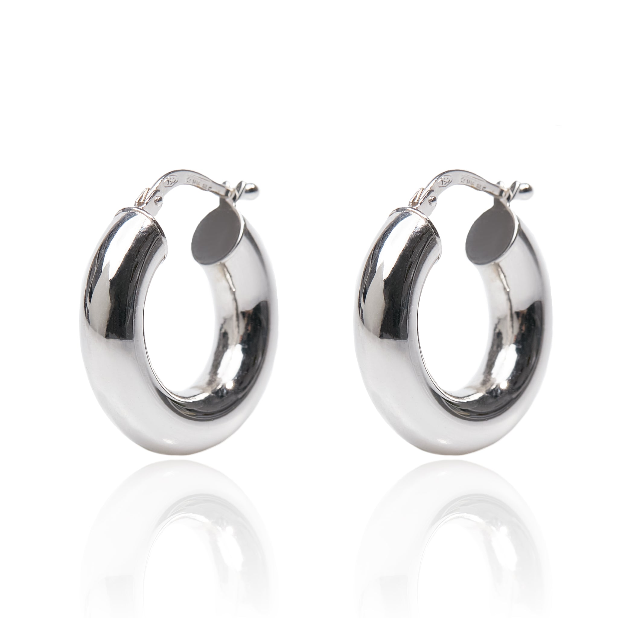 VELINA Small Chunky Hoops in 18k White Gold