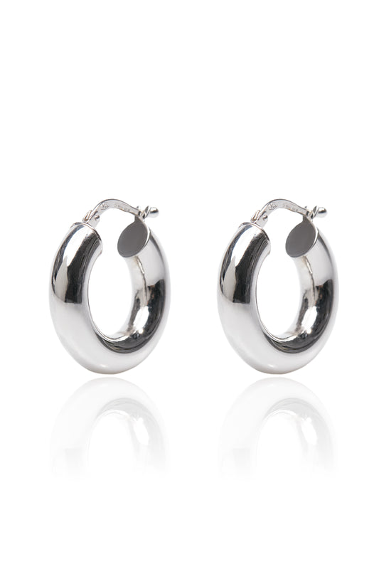 VELINA Small Chunky Hoops in 18k White Gold