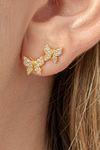 VELINA 925 Gold Filled CZ Crystal Pavé Butterfly Earrings