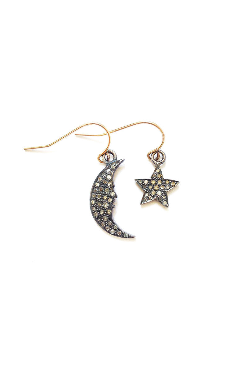 COSTELLA Diamond Star & Moon Earrings