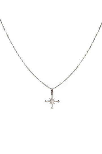 L.A. STEIN 14kt White Gold Mini Diamond Stella Star Necklace