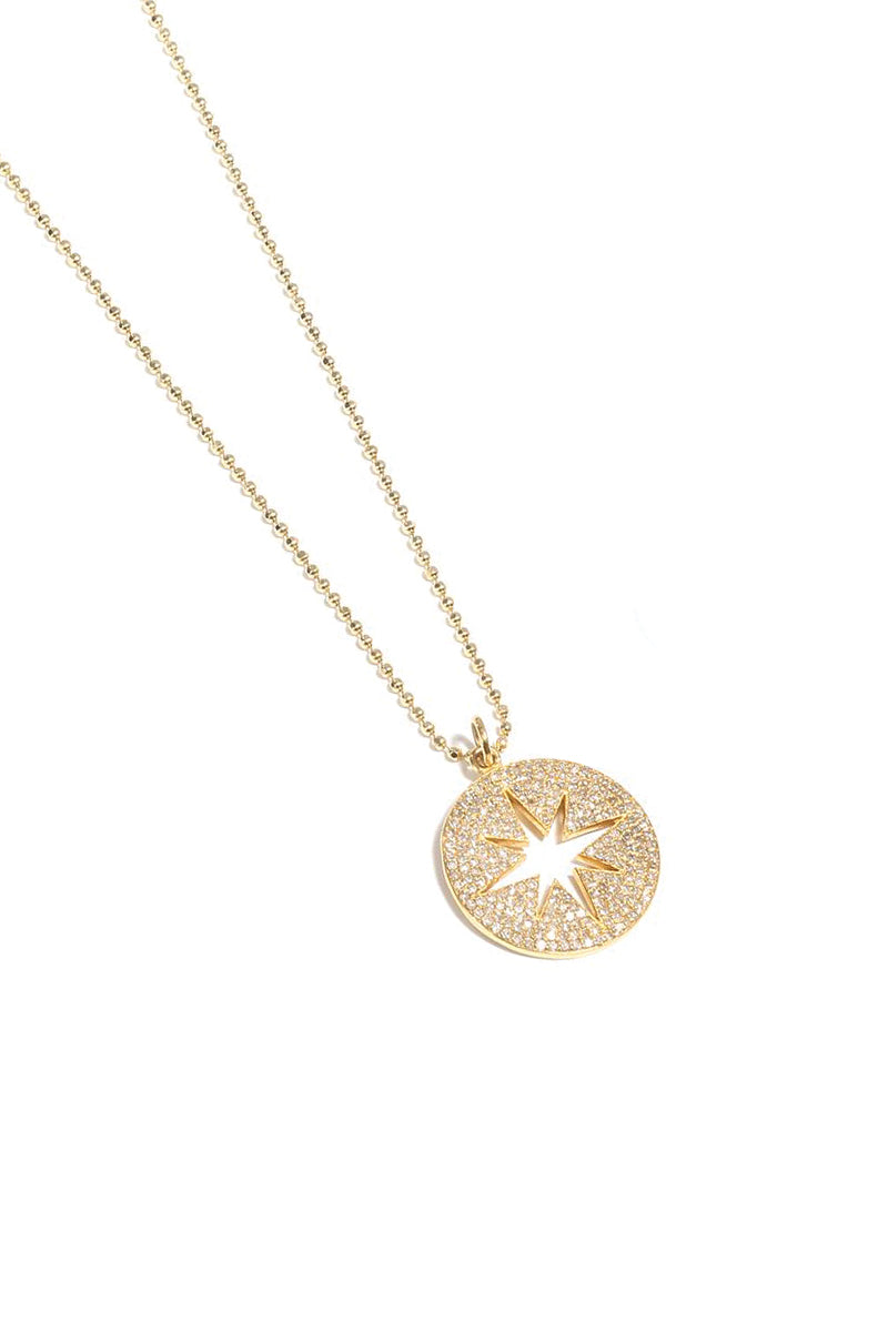 L.A. STEIN Pavé Diamond Small Compass Necklace in Rose Gold