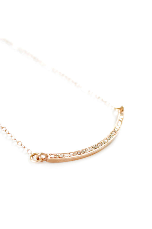 VELINA Pavé Diamond Bar Rose Gold Filled Necklace