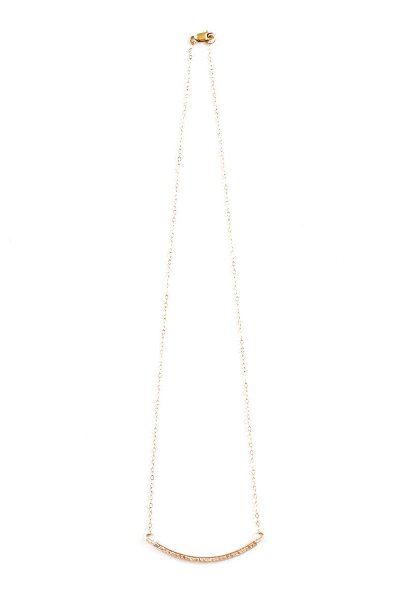 Pavé Diamond Bar Rose Gold Filled Necklace